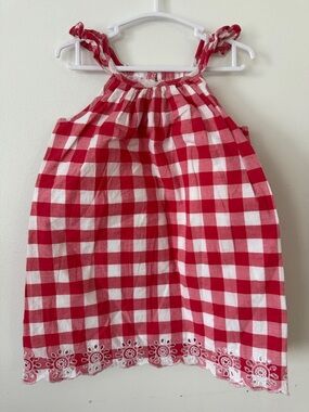 GAP Baby Red & White Gingham Tie-Shoulder Dress